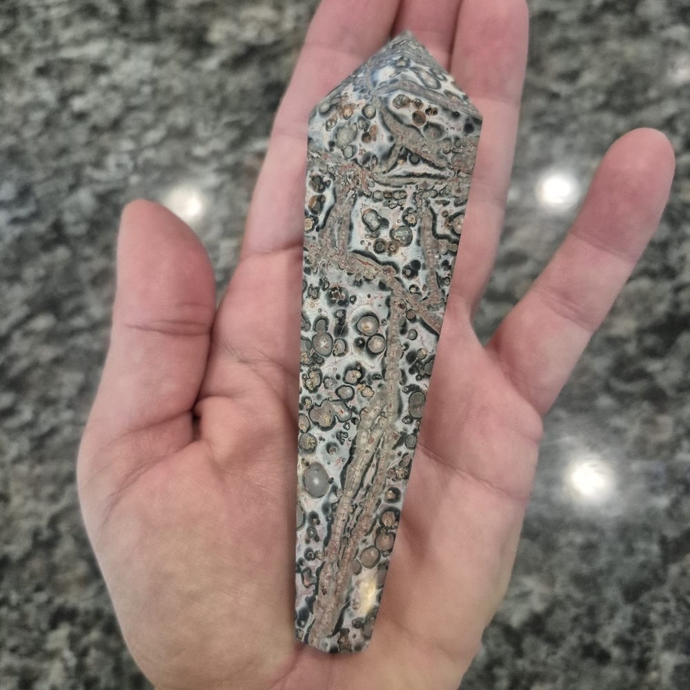 Natural Leopardskin Jasper Polished Crystal Scepter #4 New - Picture 6 of 6
